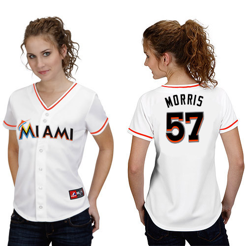 Bryan Morris #57 mlb Jersey-Miami Marlins Women's Authentic Home White Cool Base Baseball Jersey